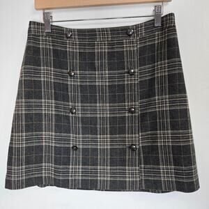 Banana Republic Womens Preppy Academia 30% Wool Plaid Button Front Wrap Skirt 8